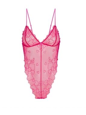 SKIMS Embroidered Tulle Teddy In Punch L NWT